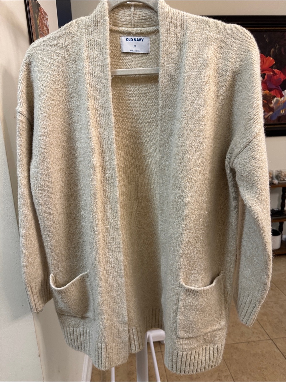 Old Navy Open-Front Cream/Tan Knit Cardigan